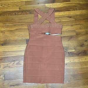 Herve leger cut out dress with swarvoski crystals size M brand new with tags